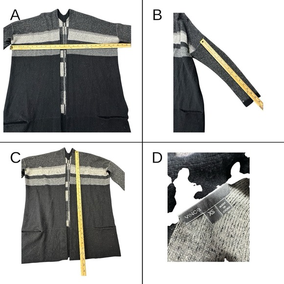 VINCE Wool Cashmere Variegated striped oversized cardigan sweater size XS - Picture 5 of 7